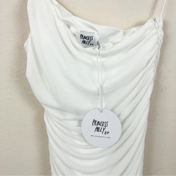 Princess Polly Jocasta Mini White One Shoulder Dress Size 10 - Picture 6 of 7